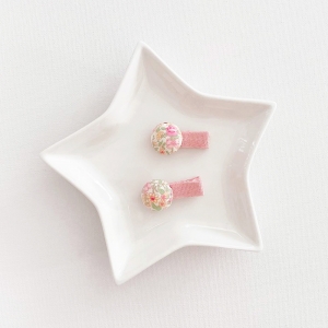 Girl Hair Clip Button Floral CNY Pair (GHP9471)